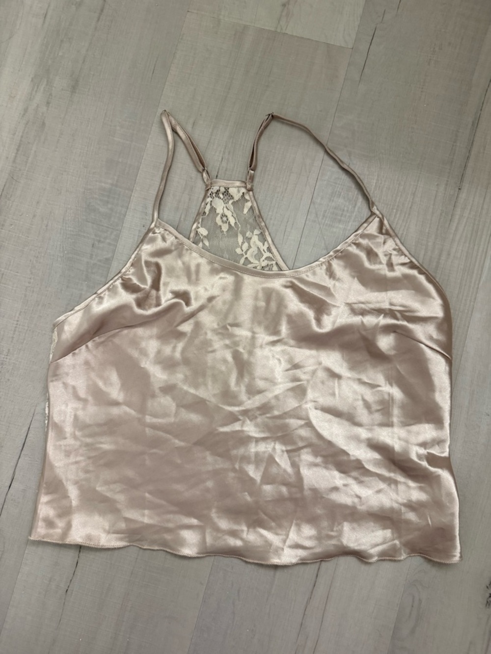 Satin Lace-Back Cami Tank - Blush